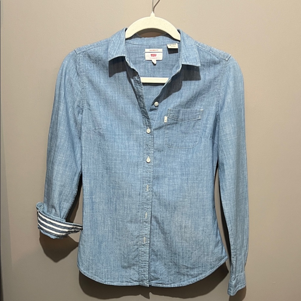 Levi's Tailored Fit Blue-denim Button Down Shirt